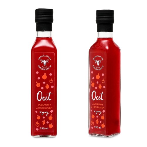 Ocet jabłkowy z hibiskusem 250 ml - Pasieki Rodziny Sadowskich