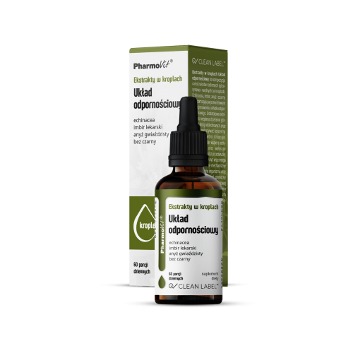 Układ odpornościowy - ekstrakty w kroplach (jeżówka, imbir, anyż, bez czarny) 30 ml - PharmoVit