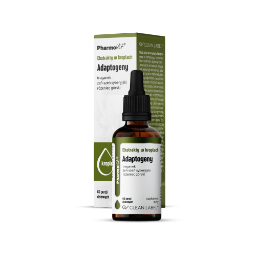 Adaptogeny - ekstrakty w kroplach (traganek, żeń-szeń syberysjki, różeniec górski) 30 ml - PharmoVit