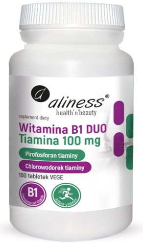 Witamina B1 tiamina DUO 100 mg 100 tabletek vege - Aliness