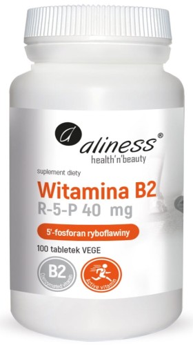 Witamina B2 R-5-P ryboflawina 40 mg 100 tabletek vege - Aliness