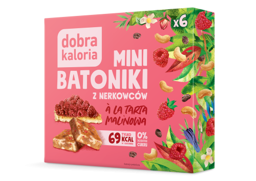 Mini batoniki z nerkowców à la tarta malinowa 6 sztuk - Dobra Kaloria
