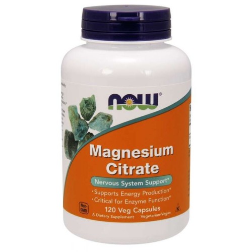 Magnesium Citrate - cytrynian magnezu 120 kapsułek vege - Now