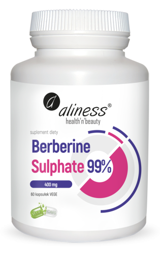 Berberine Sulphate 99% berberyna 400 mg 60 kapsułek vege - Aliness
