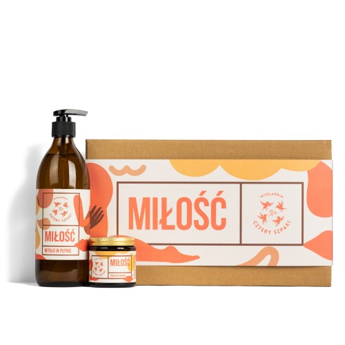 Zestaw Miłość Mydło w płynie + Świeca do masażu - Cztery Szpaki
