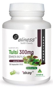 Tulsi (święta bazylia) extract 5% 300 mg 90 kapsułek vege - Aliness