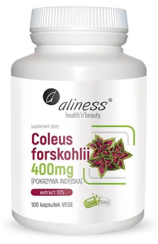 Coleus Forskohlii Pokrzywa indyjska 10% 400 mg 100 kapsułek vege - Aliness