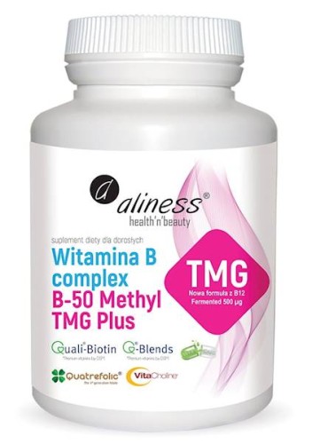 Witamina B Complex B-50 Methyl TMG Plus 100 kapsułek vege - Aliness
