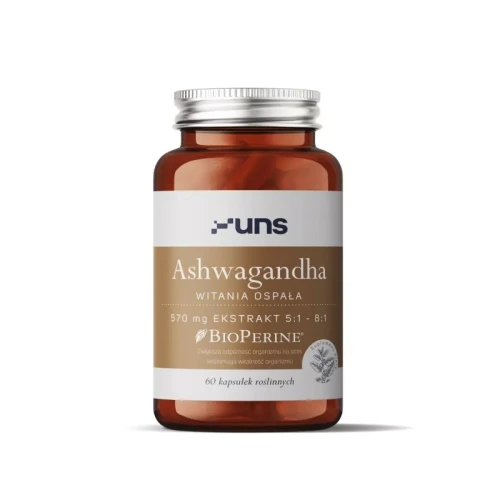 Ashwagandha (witania ospała) + Bioperine - 60 kapsułek - UNS