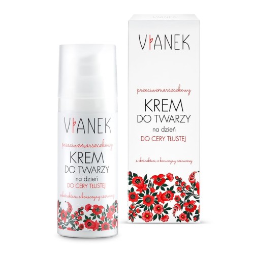 Przeciwzmarszczkowy krem do twarzy na dzień do cery tłustej 50 ml - Vianek