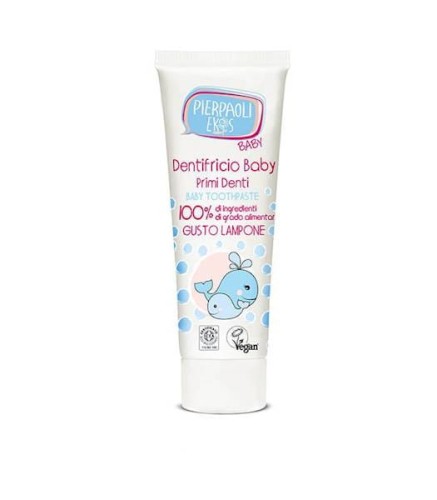 Pasta do pierwszych ząbków dla dzieci, 100% jadalnych składników, malinowa z wyciągiem z rumianku 75 ml - Pierpaoli Ekos Baby