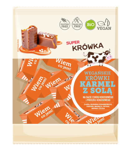 Krówki o smaku karmelu z solą bezglutenowe, bezmleczne BIO 150 g - Super Krówka