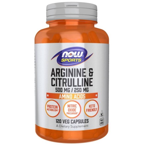 Arginine & Citrulline Arginina i Cytrulina 500/250 mg - 120 kapsułek wegetariańskich - Now Sports