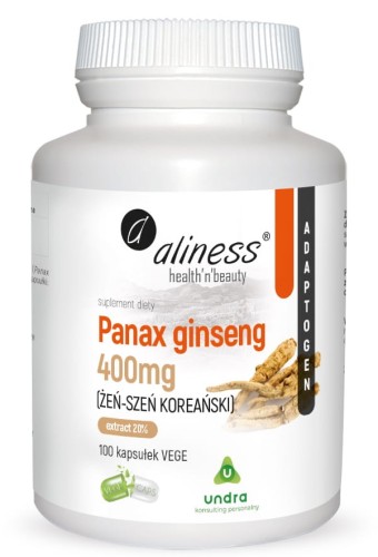 Panax Ginseng (Żeń-szeń koreański) 400 mg - 100 kapsułek vege - Aliness