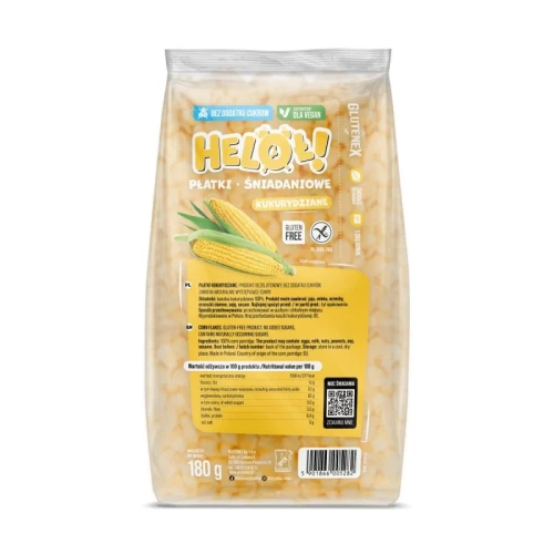 Heloł! Płatki śniadaniowe kukurydziane bez dodatku cukru ani substancji słodzących 180 g - Glutenex