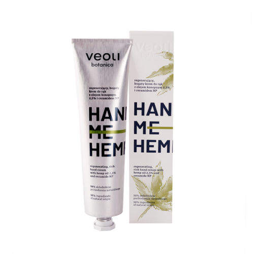 Regenerujący, bogaty krem do rąk z olejem konopnym 2,5% i ceramidem NP Hand Me Hemp 75 ml - Veoli Botanica