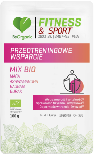 PRZECENA! (krótki termin) Fitness & Sport Przedtreningowe wsparcie BIO 100 g - BeOrganic