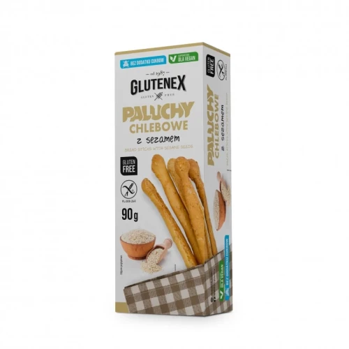 Bezglutenowe paluchy chlebowe z sezamem bez dodatku cukrów vege 90 g - Glutenex