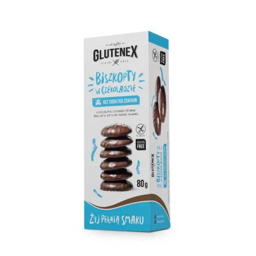 Biszkopty w czekoladzie bez dodatku cukru bezglutenowe 80 g - Glutenex