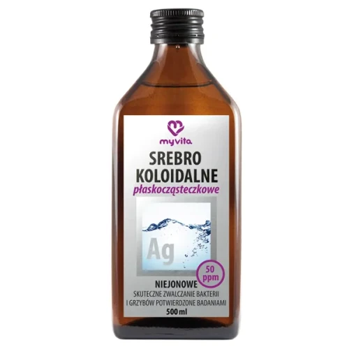 Srebro koloidalne płaskocząsteczkowe niejonowe 50 ppm 500 ml - MyVita