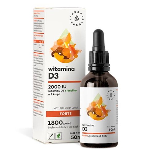 Witamina D3 forte MCT (2000 IU) krople 50 ml - Aura Herbals