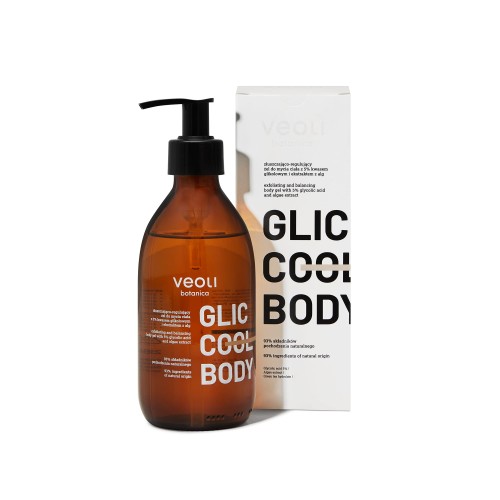 Złuszczająco-regulujący żel do mycia ciała z 5% kwasem glikolowym i ekstraktem z alg Glic Cool Body 280 ml - Veoli Botanica