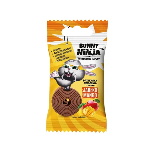 Zakręcona przekąska owocowa jabłko, mango (bez dodatku cukru) 15 g - Bunny Ninja