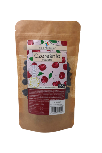 Czereśnia suszona bez dodatku cukru 250 g - Pięć Przemian