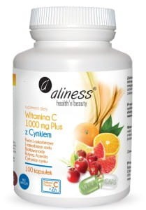 Witamina C 1000 mg z cynkiem plus bioflawonoidy, rutyna i acerola - 100 kaspułek - Aliness