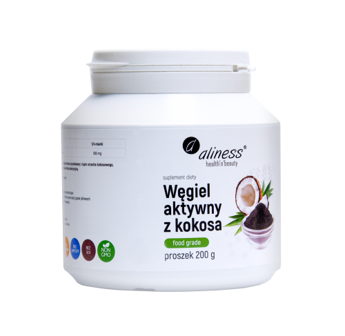 Węgiel aktywny z kokosa Food Grade proszek 200 g - Aliness