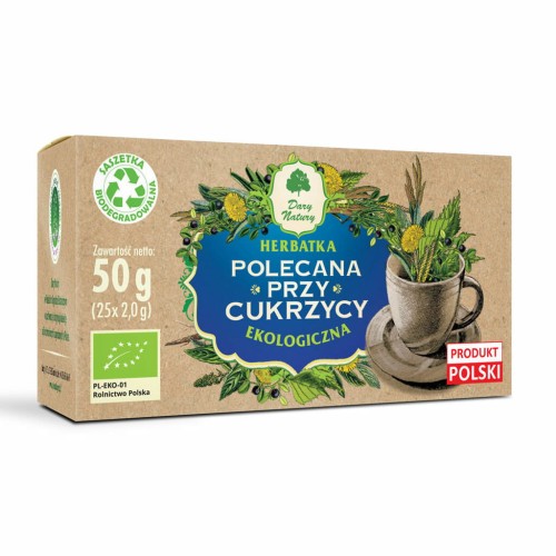 Herbatka Polecana przy Cukrzycy EKO fix 25 x 2 g (saszetki) - Dary Natury
