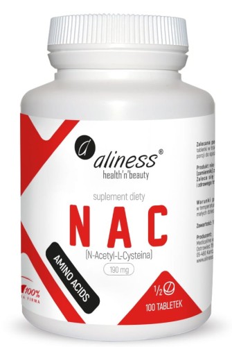 NAC N-Acetyl-L-Cysteine 190 mg (1/2 tabletki) - 100 tabletek - Aliness