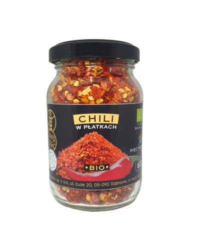 Chili w płatkach BIO bezglutenowe 60 g - Pięć Przemian