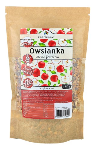 Owsianka jabłko i porzeczka bezglutenowa 450 g - Pięć Przemian