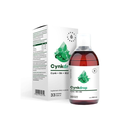 CynkDrop w płynie 500 ml - Cynk + B6 + B12 płyn 500 ml - Aura Herbals