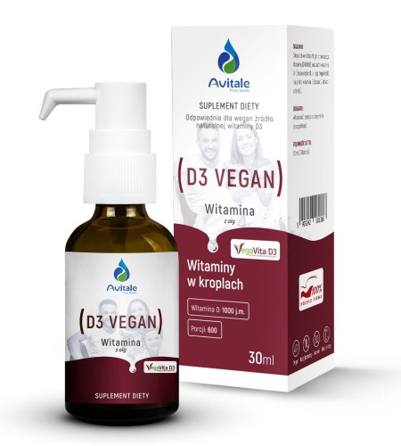 Naturalna witamina D3 VEGAN 1000 IU (z alg morskich) - 30 ml (krople) - Avitale