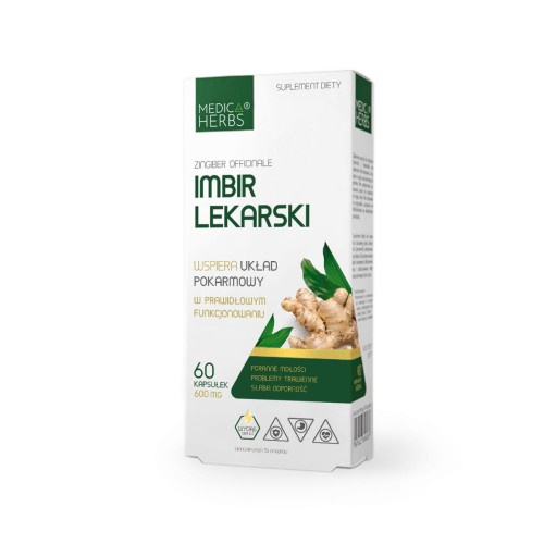 Imbir lekarski 600 mg 60 kapsułek - Medica Herbs