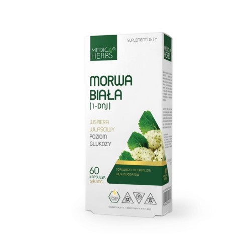 Morwa biała 1-DNJ 640 mg 60 kapsułek - Medica Herbs