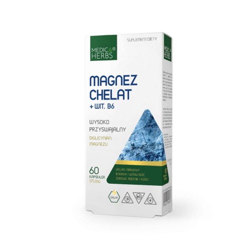 Magnez chelat + witamina B6 175 mg 60 kapsułek - Medica Herbs