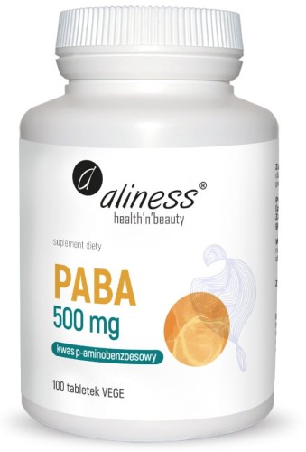 PABA (kwas p-aminobenzoesowy) 500 mg 100 tabletek vege - Aliness