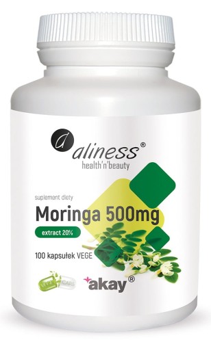 Moringa ekstrakt 20% 500 mg 100 kapsułek vege - Aliness