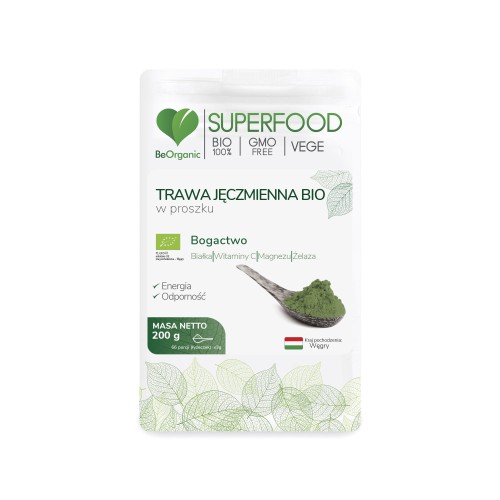 Trawa jęczmienna BIO Superfood w proszku 200 g - BeOrganic