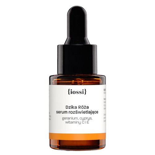 Dzika Róża Serum rozświetlające Geranium, cyprys, witaminy C i E MINI 10 ml - iossi