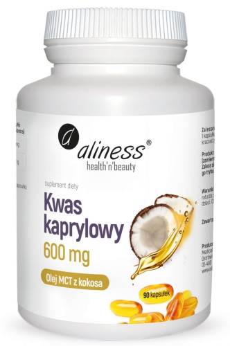 Kwas kaprylowy (60% C8) 600 mg - 90 kapsułek - Aliness