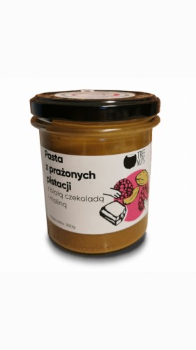Pasta z prażonych pistacji z białą czekoladą i maliną - 300 g - Tree Nuts