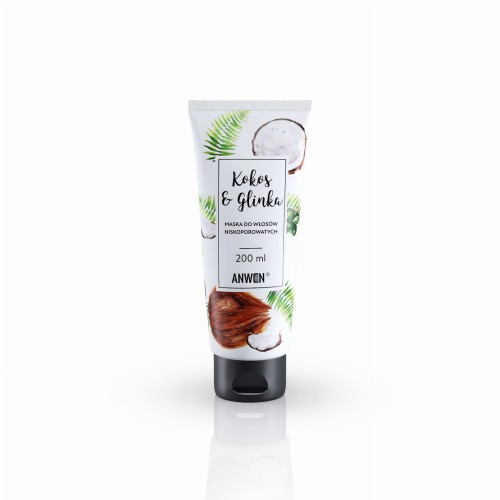 Kokos i Glinka Maska o włosów niskoporowatych 200 ml - Anwen
