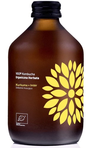 Kombucha z Kurkumą i Imbirem organiczna herbata bezglutenowa BIO 330 ml - Vigo