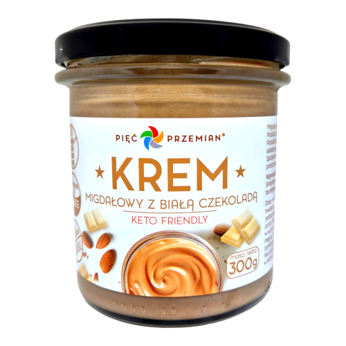 Krem migdałowy z białą czekoladą KETO 300 g - Pięć Przemian