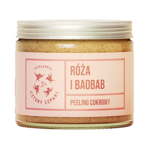 Peeling cukrowy do ciała Róża i Baobab 250 ml - Cztery Szpaki