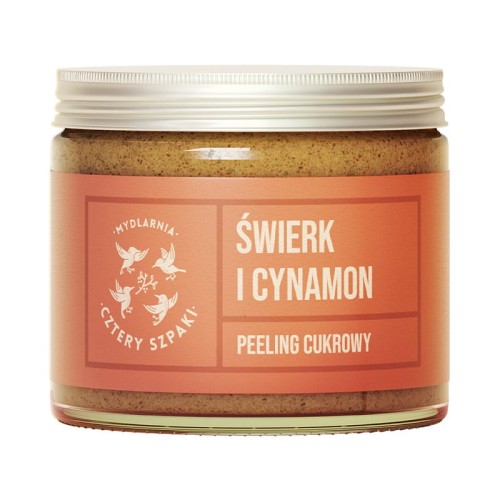 Peeling cukrowy do ciała Świerk i Cynamon 250 ml - Cztery Szpaki